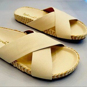 Splendid Leather Criss Cross Straps Slide Sandals, Espadrille sole, Size 7.5